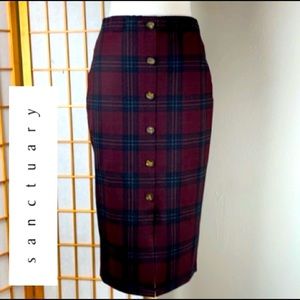 Sanctuary Plaid Pencil Skirt